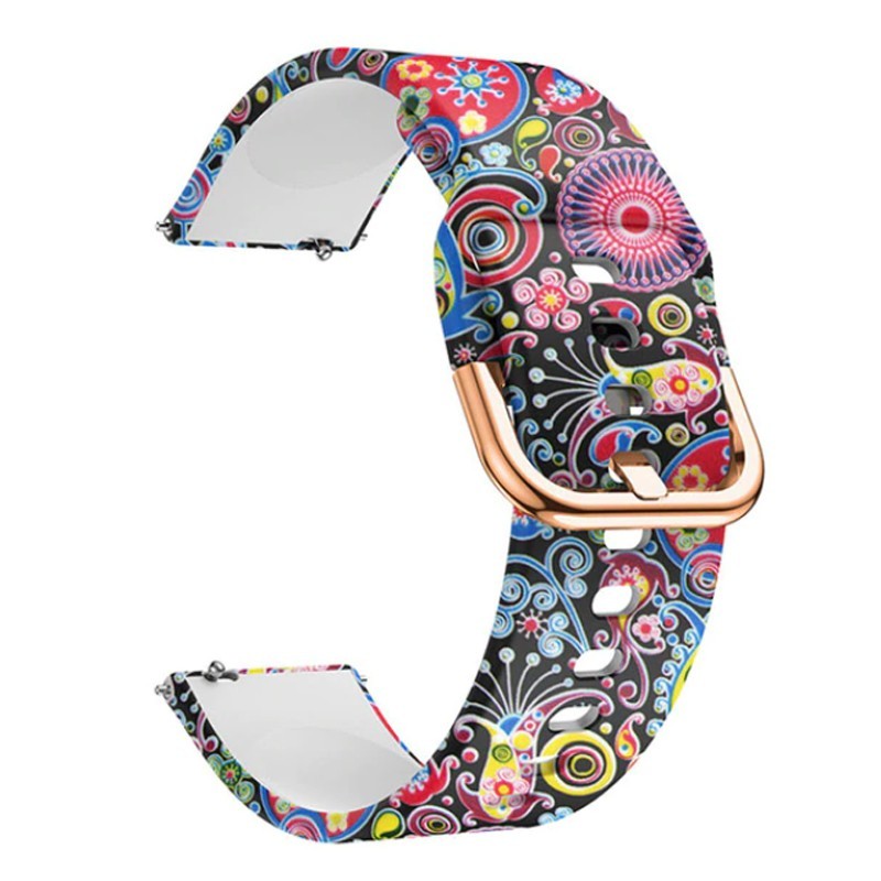 Szilikon szíj, kompatibilis Samsung Galaxy Watch 6|Watch 5|Watch 4|Huawei Watch GT4|GT3 Pro|GT2 42mm órákkal, Színes Öröm