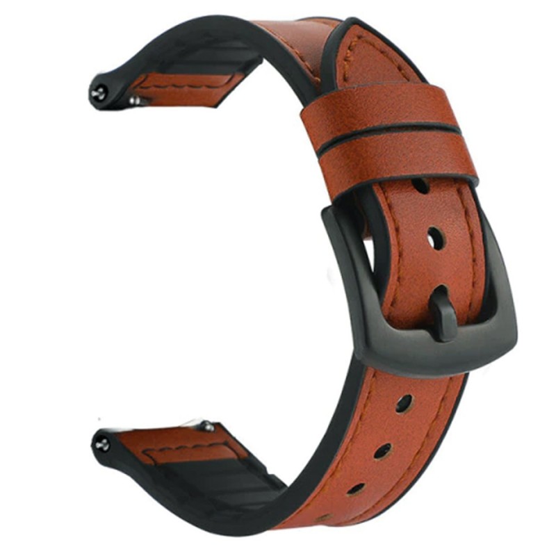 Bőr szíj, kompatibilis Samsung Galaxy Watch 6|Watch 5|Watch 4|Huawei Watch GT4|GT3|GT3 Pro|GT2 42mm órákkal, Karamell Barna