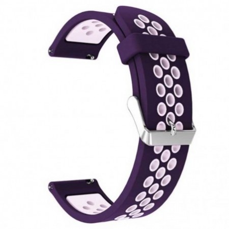 Szilikon szíj, kompatibilis Samsung Galaxy Watch 6|Watch 5|Watch 4|Huawei Watch GT4|GT3|GT3 Pro|GT2 42mm órákkal, Indigó Fehér