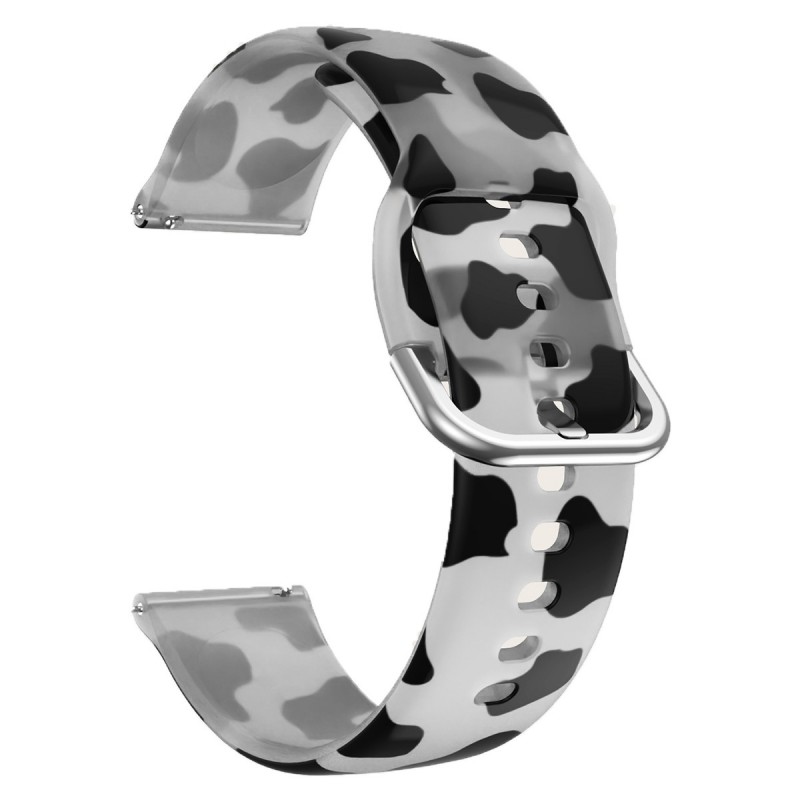 Szilikon szíj, kompatibilis Galaxy Watch 6|Watch 5|Watch 4|Huawei Watch GT4|GT3 Pro|GT2 42mm órákkal, Gyorskioldó, Dalmata Fehér