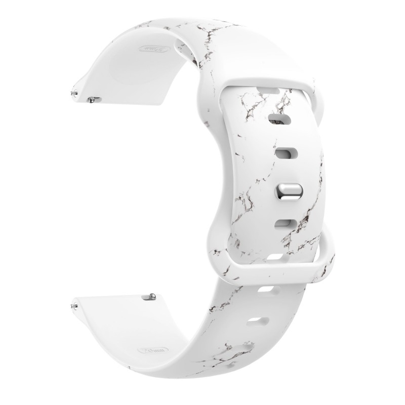 Szilikon szíj, kompatibilis Galaxy Watch 6|Watch 5|Watch 4|Huawei Watch GT4|GT3|GT3 Pro|GT2 42mm órákkal, Gyorskioldó, Fehér Dér