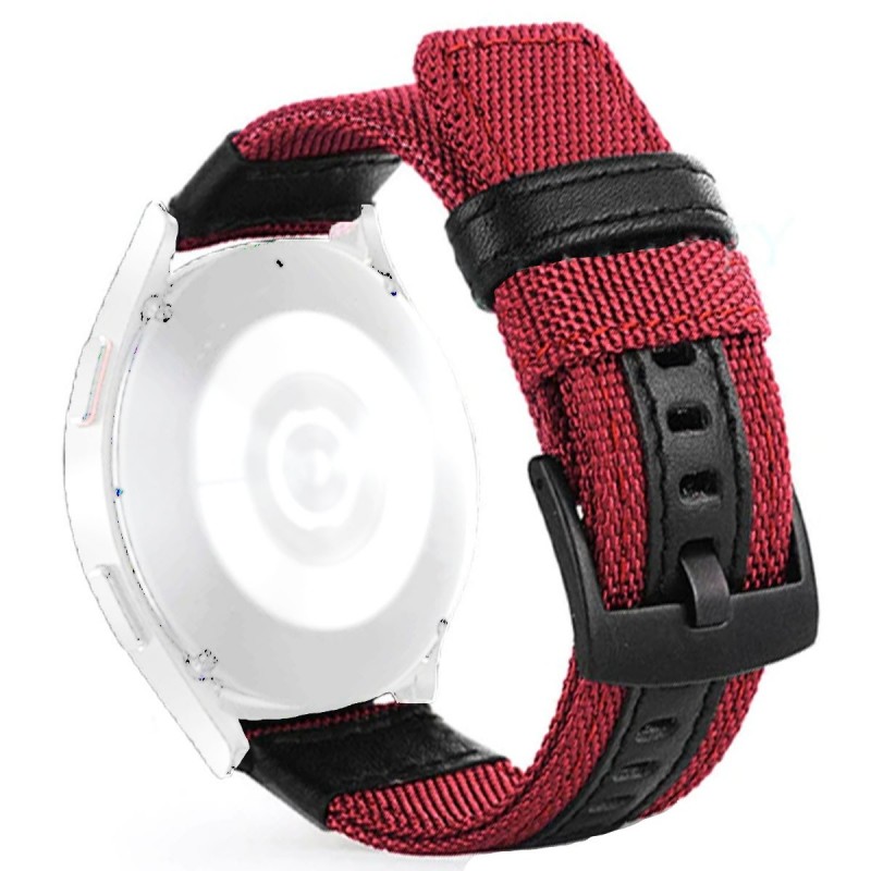 Textil szíj, kompatibilis Samsung Galaxy Watch 6|Watch 5|Watch 4|Huawei Watch GT4|GT3|GT3 Pro|GT2 42mm órákkal, Cseresznye Piros